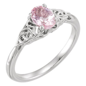 Sterling Silver Celtic Morganite Ring