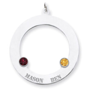 Sterling Silver Family Circle Pendant with 2 Stones