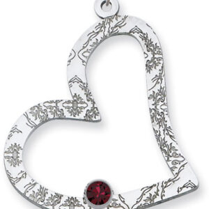 Sterling Silver Floral Heart Family Pendant with 1 Stone