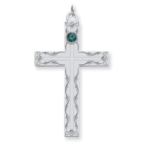 Sterling Silver Swirl Cross Family Pendant with 1 Stone