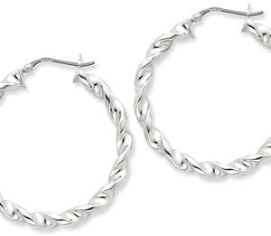 Sterling Silver Twisted Hoop Earrings - 1 1/2" Diameter