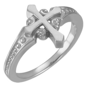 Sterling Silver Women's Beveled Cross Ring