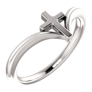 Sterling Silver Women's Cross V Ring