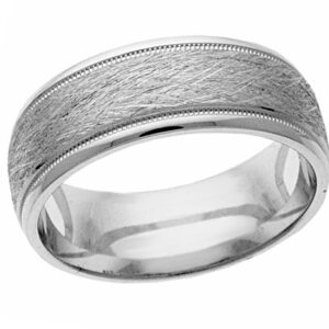 Texture-Cut Wedding Band Ring in White Gold