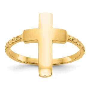 Textured Cross Ring for Women, 14K Gold