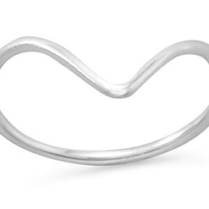 Thin Crescent Silver V Ring