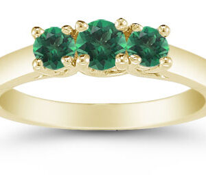 Three Stone Emerald Ring, 14K Gold