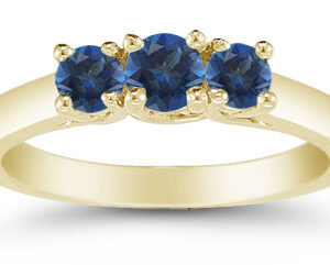 Three Stone Sapphire Ring, 14K Gold