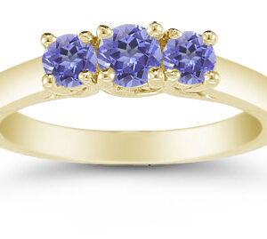 Three Stone Tanzanite Ring, 14K Gold