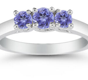 Three Stone Tanzanite Ring, 14K White Gold