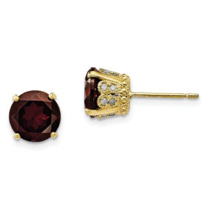 Tiara Crown Garnet Diamond Stud Earrings