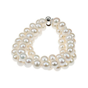 Triple-Strand Freshwater Culutred Pearl Bracelet in Silver