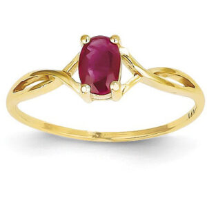 Twist Design Ruby Birthstone Ring in 14K Yellow Gold