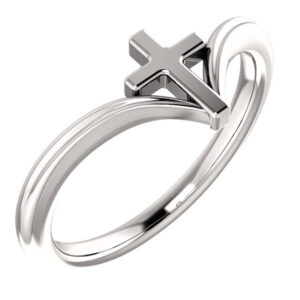 V Cross Ring in 14K White Gold for Women