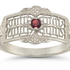 Vintage Filigree Ruby Cigar Band in .925 Sterling Silver