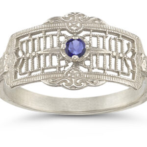 Vintage Filigree Tanzanite Cigar Band in .925 Sterling Silver