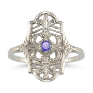 Vintage Fleur-de-Lis Tanzanite Ring in 14K White Gold