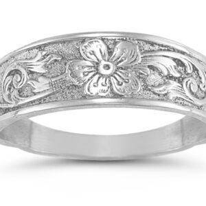 Vintage Paisley Flower Band in Sterling Silver