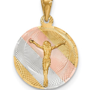 Women's 14K Gold Tri-Color Corpus Christi Circle Necklace