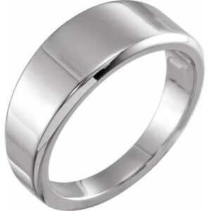 Women's 8mm Wide Tapered 14K White Gold Plain Band Ring