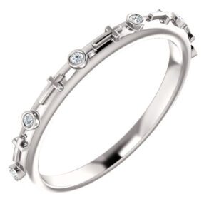 Women's Bezel-Set Diamond Cross Band in 14K White Gold