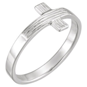 Women's Rustic Cross Ring in 14K White Gold