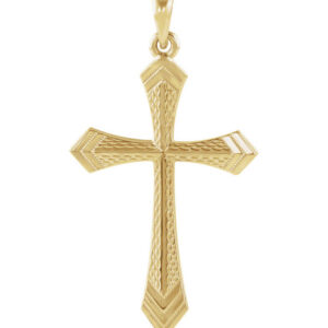 Women's Textured Twoedged Sword Cross Pendant in 14K Gold