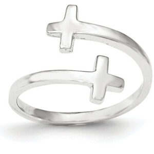 Wrap Around Cross Ring in 14K White Gold