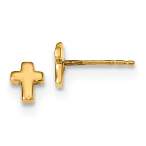 X-Small Cross Stud Earrings, 14K Gold