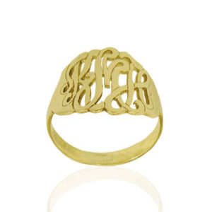 Yellow Gold Filigree Monogrammed Custom Name Ring