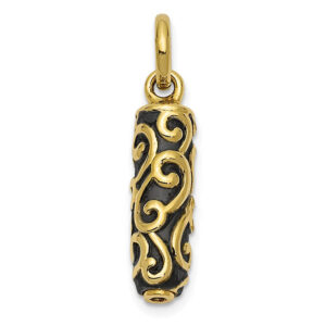 antiqued cylinder ash holder pendant 10k gold