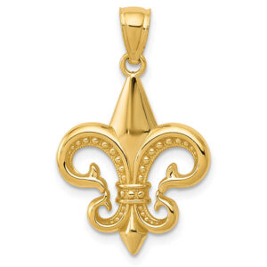 beaded fleur-de-lis necklace pendant 14k gold