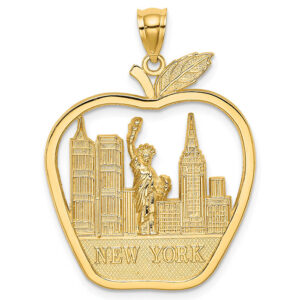 big apple large new york statute of liberty pendant 14k gold