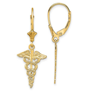 caduceus earrings 14k gold