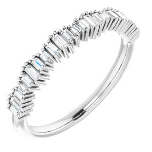 diamond baguette wedding anniversary band ring 14k white gold