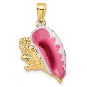 enamel conch shell pendant 14k gold