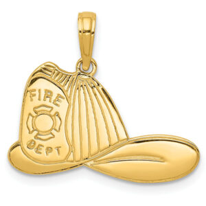 firefighter helmet necklace pendant 14k gold