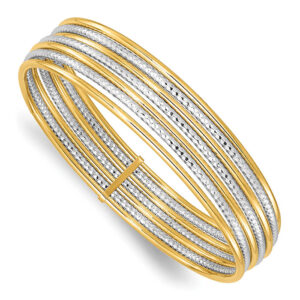 italian 14k two-tone gold 7-day bangle bracelet set