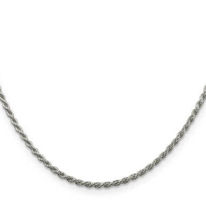 italian 2mm diamond-cut rope chain necklace sterling silver