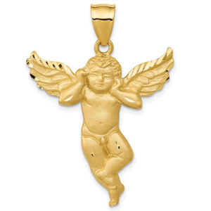 large angel pendant 14k gold