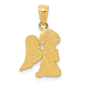 little praying angel girl pendant 14k gold