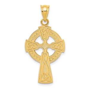 medium 14k gold celtic knot cross pendant