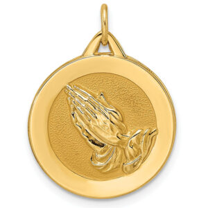 praying hands medallion pendant 14k gold