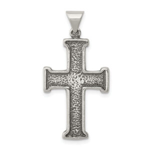 rustic antiqued sterling silver cross pendant