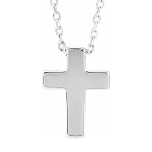 tiny white gold cross necklace for women in 14k