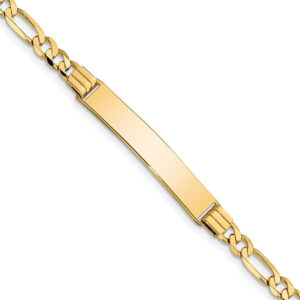 women's 14k gold 6mm figaro id bracelet 7 inch