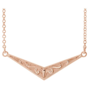 Sculptural-Inspired V Bar Necklace in 14K Gold, 16" - 18"