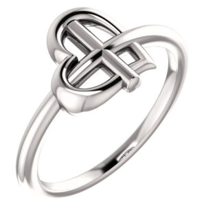 Fine Cross Knot Heart Ring in Sterling Silver