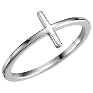 Plain 14K White Gold Cross Ring for Women