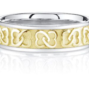 Sterling Silver and 14K Yellow Gold Interlaced Hearts Wedding Ring